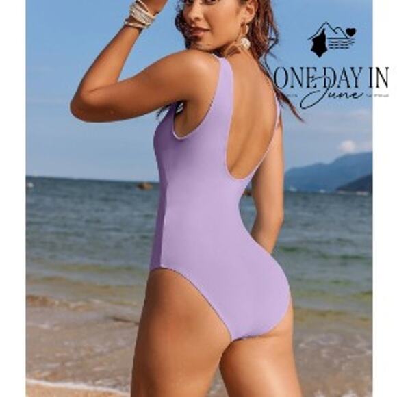 Aimage V Wire Cut Out One Piece Swimsuit Size XL - Picture 2 of 7